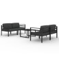 vidaXL Set muebles de jardín 5 pzas y cojines aluminio gris antracita vidaXL Set muebles de jardín 5 pzas y cojines aluminio gris antracita