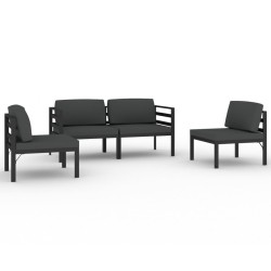 vidaXL Set muebles de jardín 4 pzas y cojines aluminio gris antracita