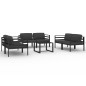 vidaXL Set muebles de jardín 7 pzas y cojines aluminio gris antracita vidaXL Set muebles de jardín 7 pzas y cojines aluminio gris antracita
