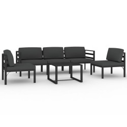 vidaXL Set muebles de jardín 6 pzas y cojines aluminio gris antracita