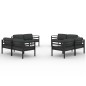vidaXL Set muebles de jardín 8 pzas y cojines aluminio gris antracita vidaXL Set muebles de jardín 8 pzas y cojines aluminio gris antracita