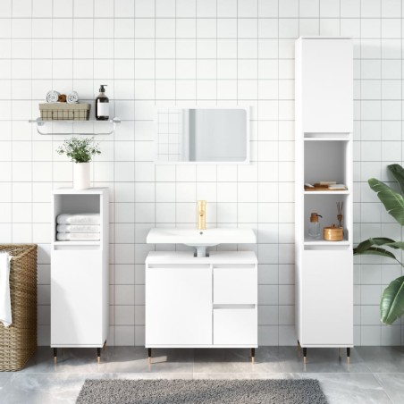 vidaXL Juego de muebles de baño 3 pzas madera contrachapada blanco