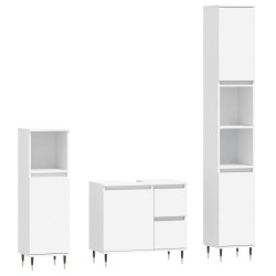 vidaXL Juego de muebles de baño 3 pzas madera contrachapada blanco
