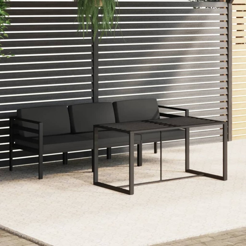 vidaXL Set muebles de jardín 4 pzas y cojines aluminio gris antracita vidaXL Set muebles de jardín 4 pzas y cojines aluminio gris antracita