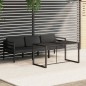 vidaXL Set muebles de jardín 4 pzas y cojines aluminio gris antracita vidaXL Set muebles de jardín 4 pzas y cojines aluminio gris antracita