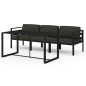 vidaXL Set muebles de jardín 4 pzas y cojines aluminio gris antracita vidaXL Set muebles de jardín 4 pzas y cojines aluminio gris antracita
