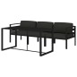 vidaXL Set muebles de jardín 4 pzas y cojines aluminio gris antracita vidaXL Set muebles de jardín 4 pzas y cojines aluminio gris antracita