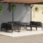 vidaXL Set muebles de jardín 7 pzas y cojines aluminio gris antracita