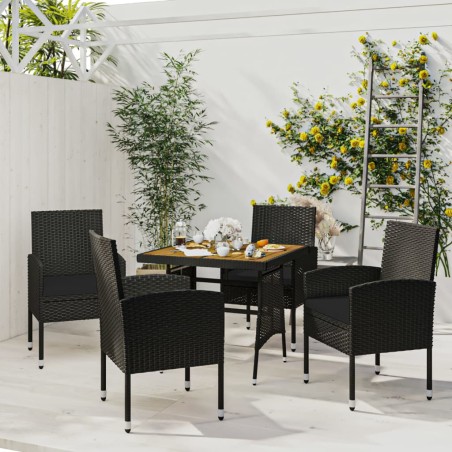 vidaXL Juego de comedor de jardín 5 piezas ratán sintético negro
