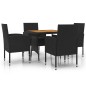 vidaXL Juego de comedor de jardín 5 piezas ratán sintético negro