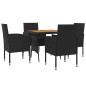 vidaXL Juego de comedor de jardín 5 piezas ratán sintético negro