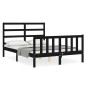 vidaXL Estructura cama de matrimonio con cabecero madera maciza negra