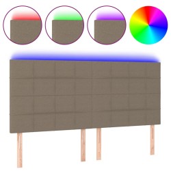 vidaXL Cabecero con luces LED tela gris taupe 180x5x118/128 cm