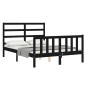 vidaXL Estructura cama de matrimonio con cabecero madera maciza negra