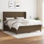 vidaXL Cama box spring con colchón tela marrón oscuro 180x200 cm vidaXL Cama box spring con colchón tela marrón oscuro 180x200 cm