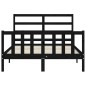 vidaXL Estructura cama de matrimonio con cabecero madera maciza negra