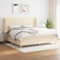 vidaXL Cama box spring con colchón tela color crema 200x200 cm vidaXL Cama box spring con colchón tela color crema 200x200 cm