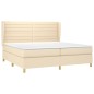 vidaXL Cama box spring con colchón tela color crema 200x200 cm vidaXL Cama box spring con colchón tela color crema 200x200 cm