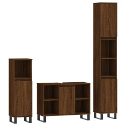 vidaXL Set de muebles baño 3 pzas madera contrachapada roble marrón