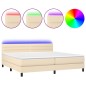 vidaXL Cama box spring colchón y luces LED tela crema 200x200 cm vidaXL Cama box spring colchón y luces LED tela crema 200x200 cm