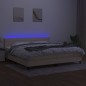 vidaXL Cama box spring colchón y luces LED tela crema 200x200 cm vidaXL Cama box spring colchón y luces LED tela crema 200x200 cm