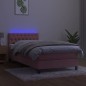 vidaXL Cama box spring colchón y LED terciopelo rosa 100x200 cm vidaXL Cama box spring colchón y LED terciopelo rosa 100x200 cm