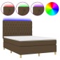 vidaXL Cama box spring colchón luces LED tela marrón oscuro 140x190 cm vidaXL Cama box spring colchón luces LED tela marrón oscuro 140x190 cm
