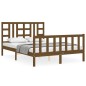 vidaXL Estructura de cama matrimonio con cabecero madera marrón miel vidaXL Estructura de cama matrimonio con cabecero madera marrón miel