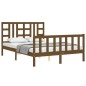 vidaXL Estructura de cama matrimonio con cabecero madera marrón miel vidaXL Estructura de cama matrimonio con cabecero madera marrón miel