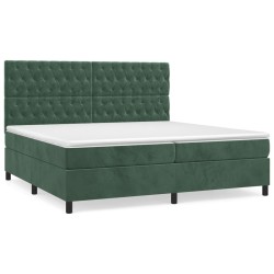 vidaXL Cama box spring con colchón terciopelo verde oscuro 200x200 cm