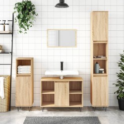 vidaXL Set de muebles de baño 3 pzas madera contrachapada roble Sonoma