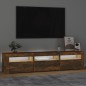 vidaXL Mueble de TV con luces LED color roble ahumado 180x35x40 cm
