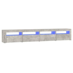 vidaXL Mueble de TV con luces LED gris hormigón 240x35x40 cm