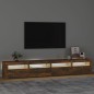 vidaXL Mueble de TV con luces LED color roble ahumado 240x35x40 cm