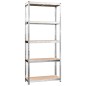 vidaXL Estantería 5 niveles 5 uds acero madera contrachapada plateado vidaXL Estantería 5 niveles 5 uds acero madera contrachapada plateado