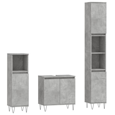 vidaXL Set muebles de baño 2 piezas madera contrachapada gris hormigón