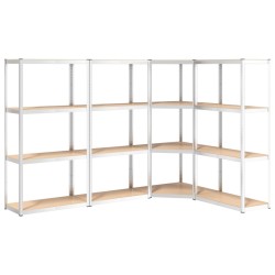 vidaXL Estantería 4 niveles 4 uds acero madera contrachapada plateado