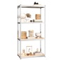 vidaXL Estantería 4 niveles 4 uds acero madera contrachapada plateado vidaXL Estantería 4 niveles 4 uds acero madera contrachapada plateado