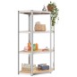 vidaXL Estantería 4 niveles 4 uds acero madera contrachapada plateado vidaXL Estantería 4 niveles 4 uds acero madera contrachapada plateado