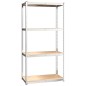 vidaXL Estantería 4 niveles 4 uds acero madera contrachapada plateado vidaXL Estantería 4 niveles 4 uds acero madera contrachapada plateado