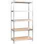 vidaXL Estantería 5 niveles 2 uds acero madera contrachapada plateado vidaXL Estantería 5 niveles 2 uds acero madera contrachapada plateado
