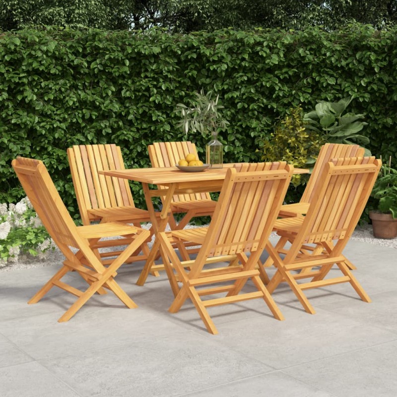 vidaXL Juego de comedor de jardín 7 piezas madera maciza de teca vidaXL Juego de comedor de jardín 7 piezas madera maciza de teca