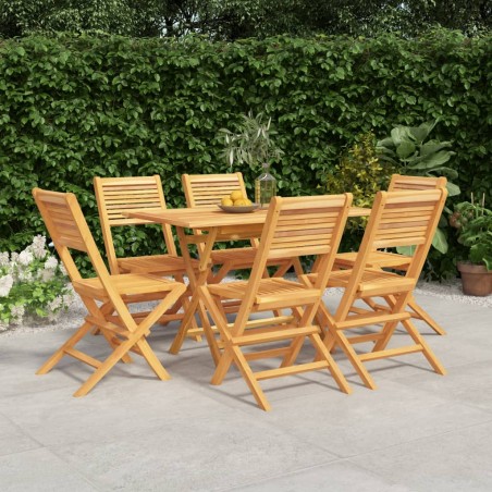 vidaXL Juego de comedor de jardín 7 piezas madera maciza de teca
