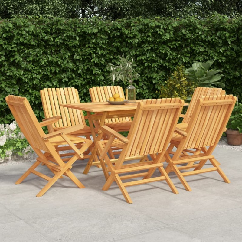 vidaXL Juego de comedor de jardín 7 piezas madera maciza de teca vidaXL Juego de comedor de jardín 7 piezas madera maciza de teca