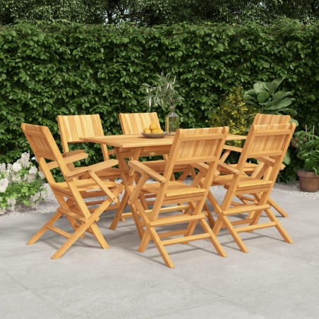 vidaXL Juego de comedor de jardín 7 piezas madera maciza de teca