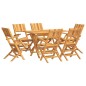 vidaXL Juego de comedor de jardín 7 piezas madera maciza de teca