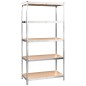 vidaXL Estantería 5 niveles 2 uds acero madera contrachapada plateado vidaXL Estantería 5 niveles 2 uds acero madera contrachapada plateado