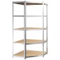 vidaXL Estantería 5 niveles 2 uds acero madera contrachapada plateado vidaXL Estantería 5 niveles 2 uds acero madera contrachapada plateado