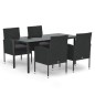 vidaXL Set de muebles jardín 5 pzas con cojines ratán sintético negro vidaXL Set de muebles jardín 5 pzas con cojines ratán sintético negro