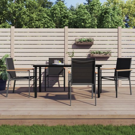 vidaXL Juego de comedor para jardín 5 piezas acero y textilene negro